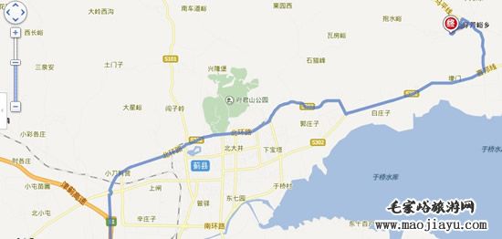 天津市区自驾到毛家峪农家院的线路地图